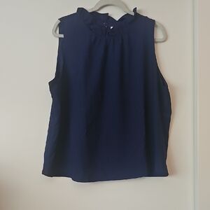 J. Crew Blue Sleeveless Ruffled Blouse